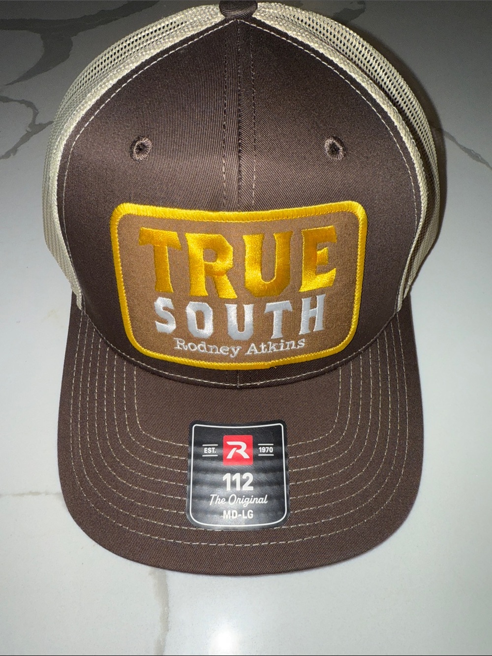 NWT True South Rodney Atkins Brown and Cream Trucker Hat